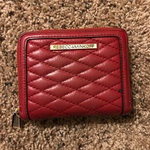 Red quilted Rebecca Minkoff small wallet